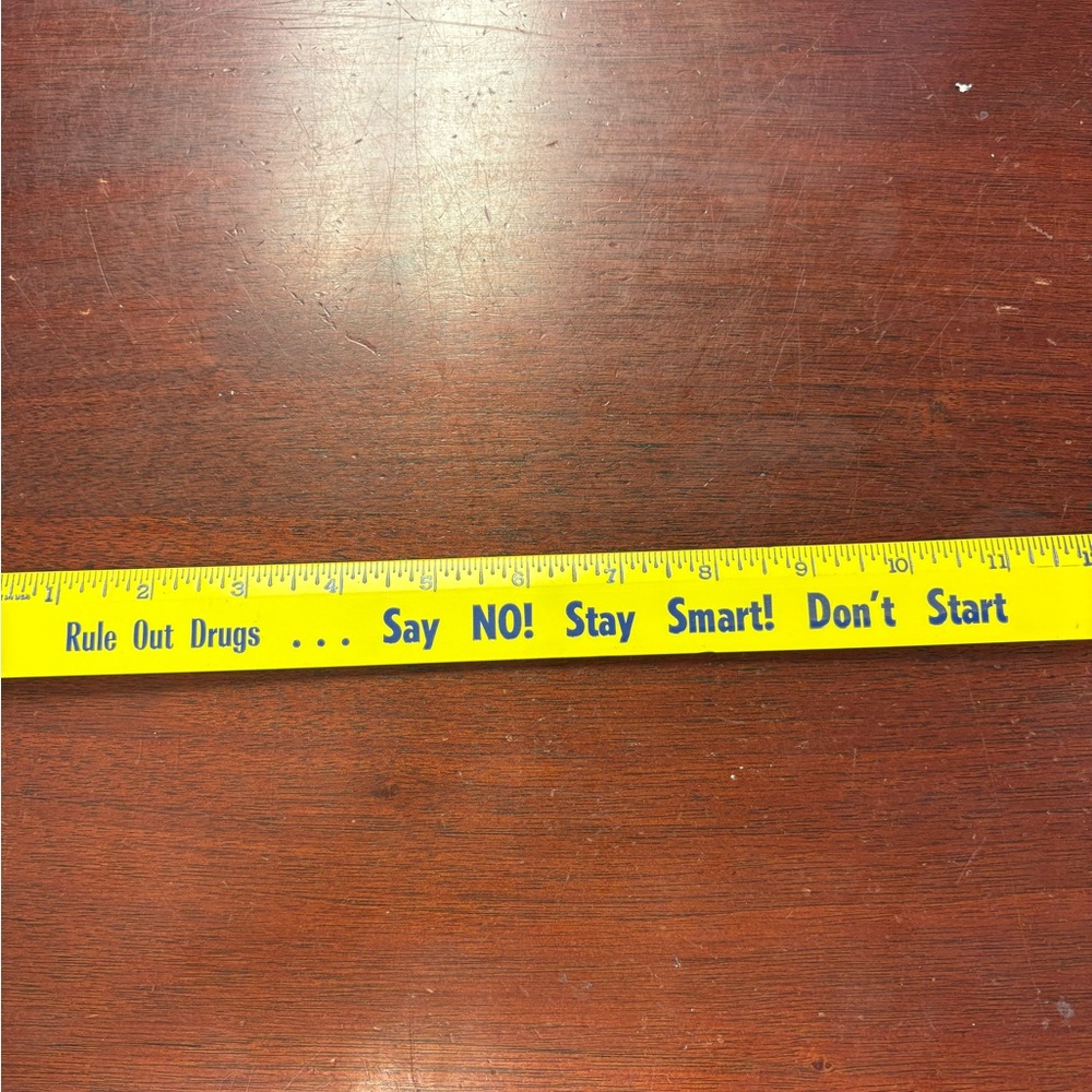 Vintage Yellow Ruler with Anti-Drug Message